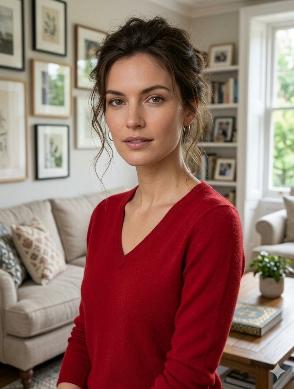 ATM 100% Cashmere Berry Red V-Neck Sweater | XS